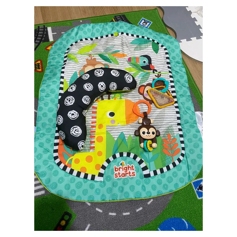 Bright Starts Mata do Tummy Time z Grzechotkami Dżungla