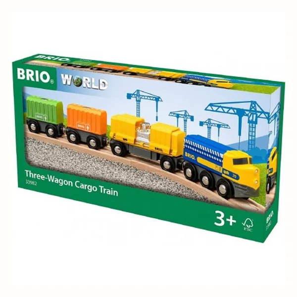 BRIO World Pociąg Towarowy z 3 Wagonami 33982