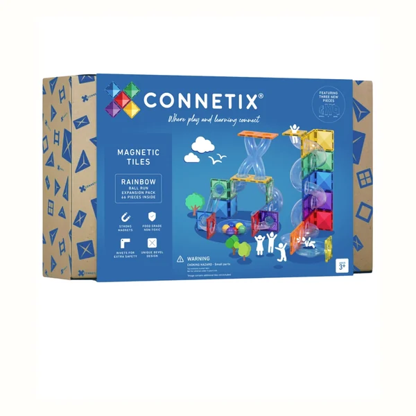 Klocki magnetyczne Connetix Rainbow Ball Run Expansion Pack (kulodrom), 66 elementów