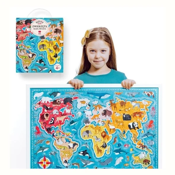 CzuCzu puzzle ZWIERZĘTA MAPA ŚWIATA 60 el