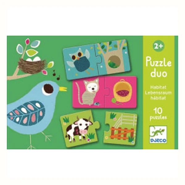 Djeco Puzzle duo Zwierzęta i ich domki, od 2 lat