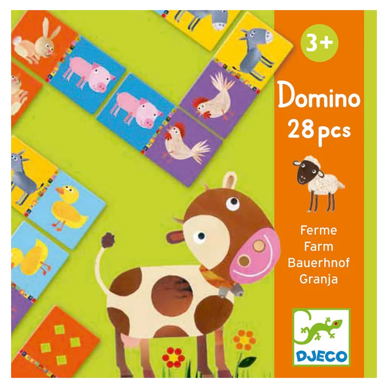 Djeco Domino Ferme, kolorowe domino z ilustracjami farmy