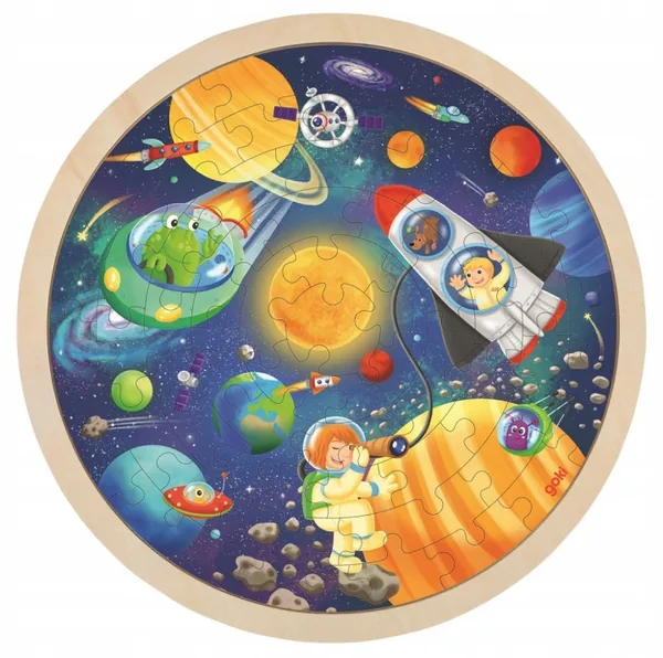 Goki Drewniane puzzle 57 el. Kosmos