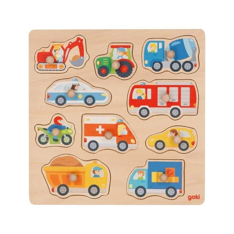 Goki Puzzle grube drewniane Pojazdy