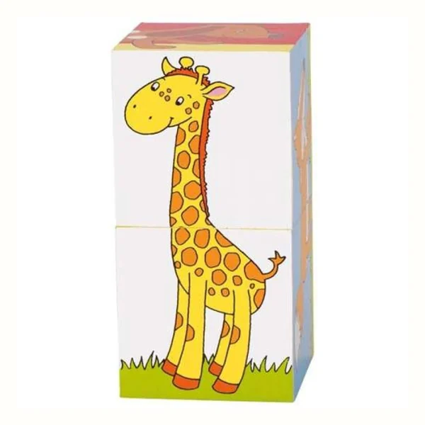 Układanka montessori Puzzle ze zwierzątkami Kostki drewniane Goki 2+