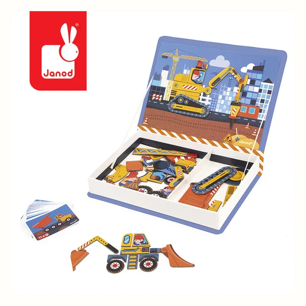 Janod Magnéti'book Plac budowy - magnetyczna układanka (68 elementów)