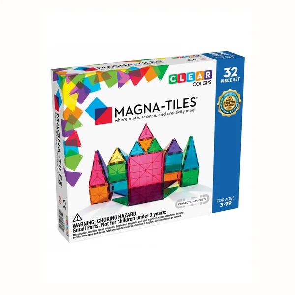 Klocki magnetyczne Clear Colors 32 elementy Magna-Tiles, zestaw startowy