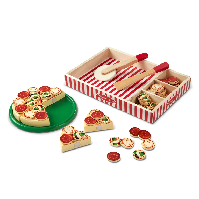 Melissa & Doug Drewniana pizza do krojenia, 36 el.