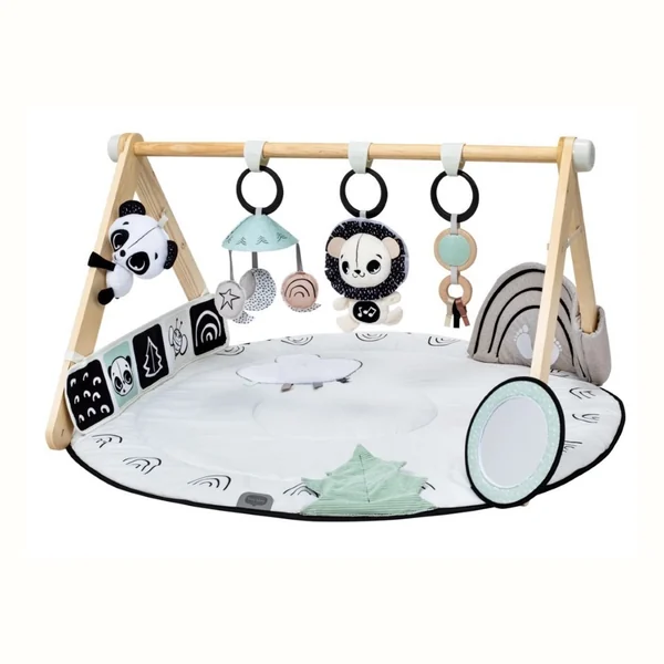 Tiny Love Décor, mata edukacyjna z drewnianym stojakiem, czarno-biała