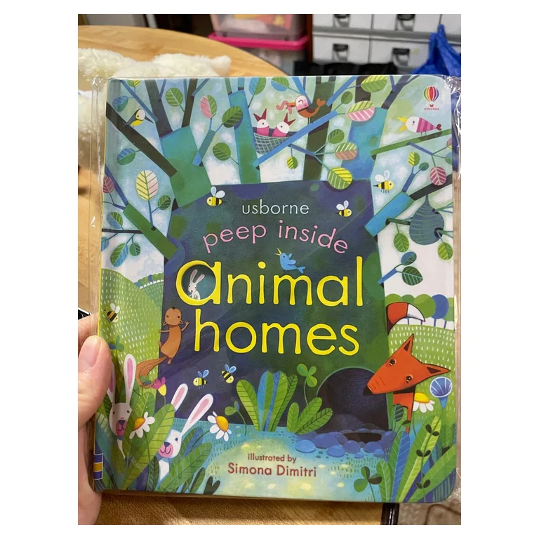 Usborne Peek Inside Animal Homes, książka z klapkami